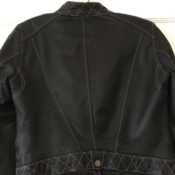 Zara Basic Black Leather Jacket - Picture 4 of 5